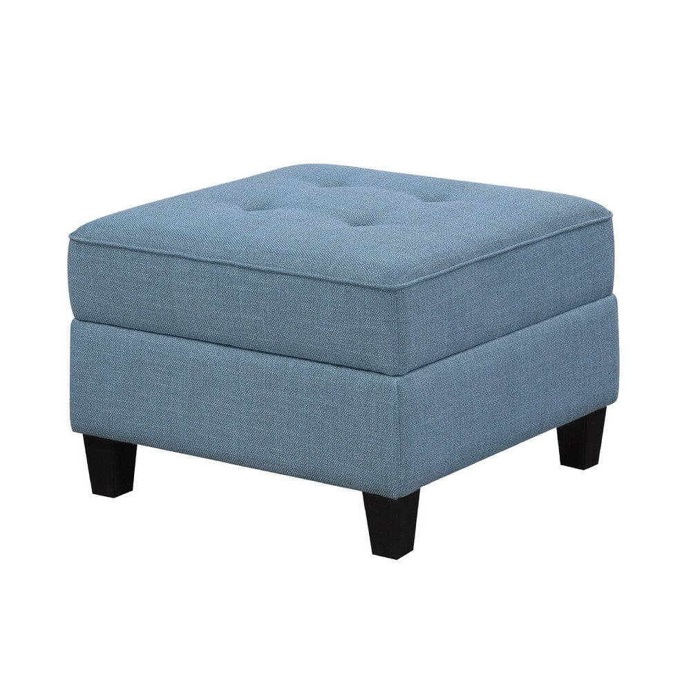 Gey Modular Storage Ottoman | Tufted Cushion | Blue Upholstery 26"