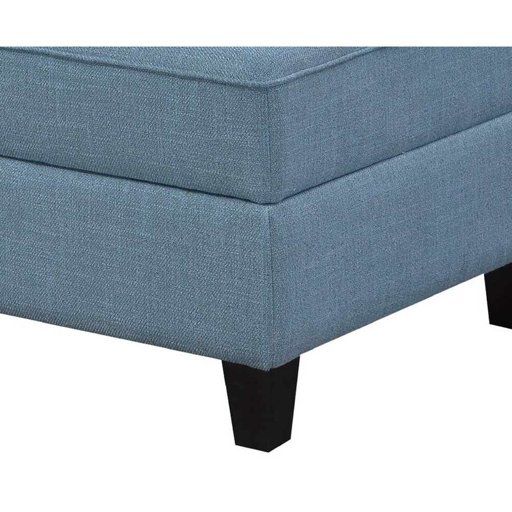 Gey Modular Storage Ottoman | Tufted Cushion | Blue Upholstery 26"