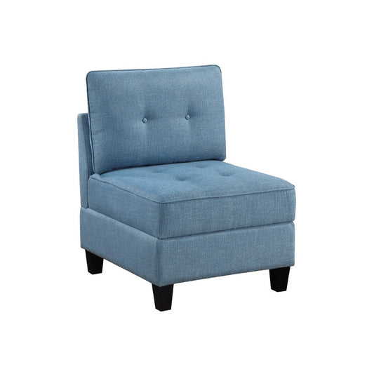 Gey Modular Storage Accent Armless Chair | Tufted Blue Upholstery