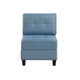 Gey Modular Storage Accent Armless Chair | Tufted Blue Upholstery