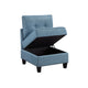 Gey Modular Storage Accent Armless Chair | Tufted Blue Upholstery