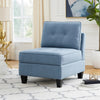Gey Modular Storage Accent Armless Chair | Tufted Blue Upholstery