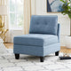 Gey Modular Storage Accent Armless Chair | Tufted Blue Upholstery