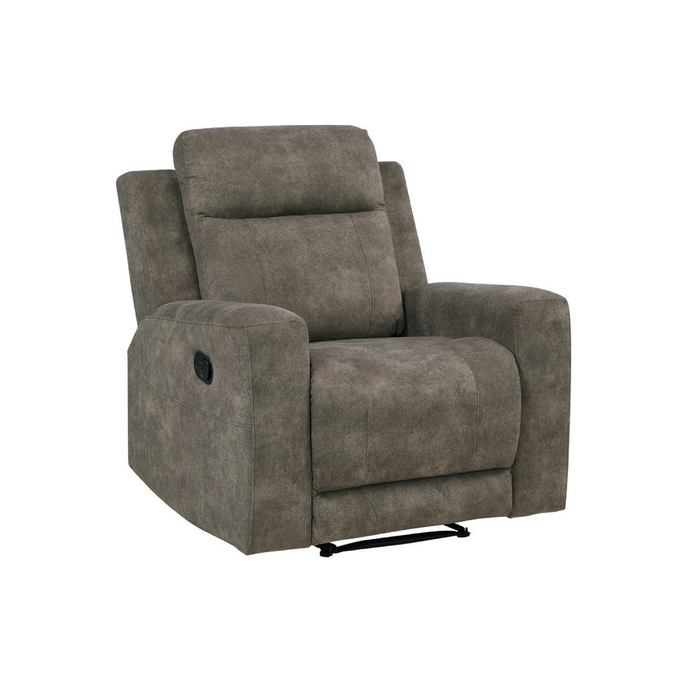 Diti Manual Pull Tab Reclining Chair |Brown Stain Resistant Microfiber