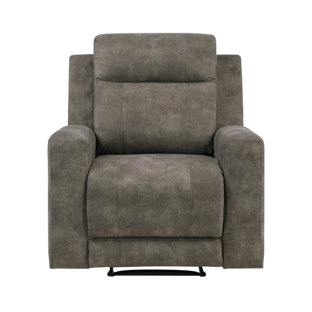 Diti Manual Pull Tab Reclining Chair |Brown Stain Resistant Microfiber