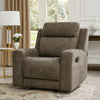 Diti Manual Pull Tab Reclining Chair |Brown Stain Resistant Microfiber