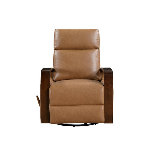 Mery Swivel Glider Manual Reclining Chair | Camel Brown Faux Leather