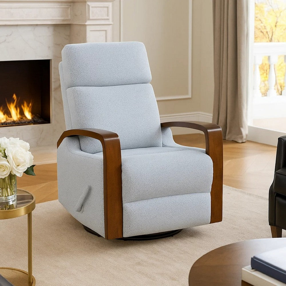 Mery Swivel Glider Manual Reclining Chair | Light Gray Boucle Fabric