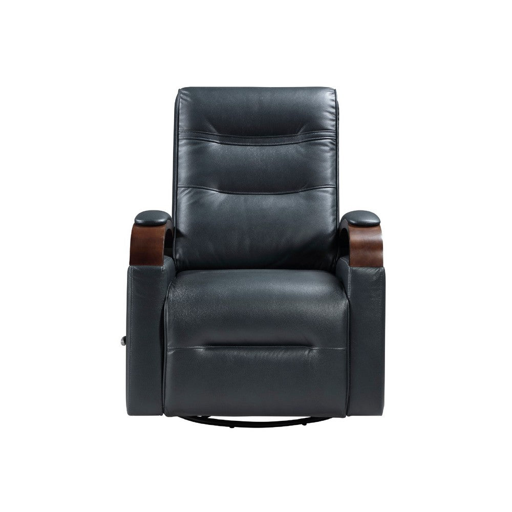 Gex Swivel Glider Manual Reclining Chair | Dark Blue Faux Leather