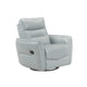 Temy Swivel Glider Manual Reclining Chair | Aqua Blue Top Grain Leather