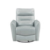 Temy Swivel Glider Manual Reclining Chair | Aqua Blue Top Grain Leather