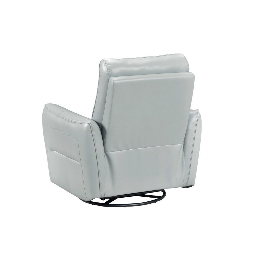 Temy Swivel Glider Manual Reclining Chair | Aqua Blue Top Grain Leather