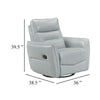 Temy Swivel Glider Manual Reclining Chair | Aqua Blue Top Grain Leather