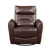 Temy Swivel Glider Manual Reclining Chair | Dark Brown Grain Leather