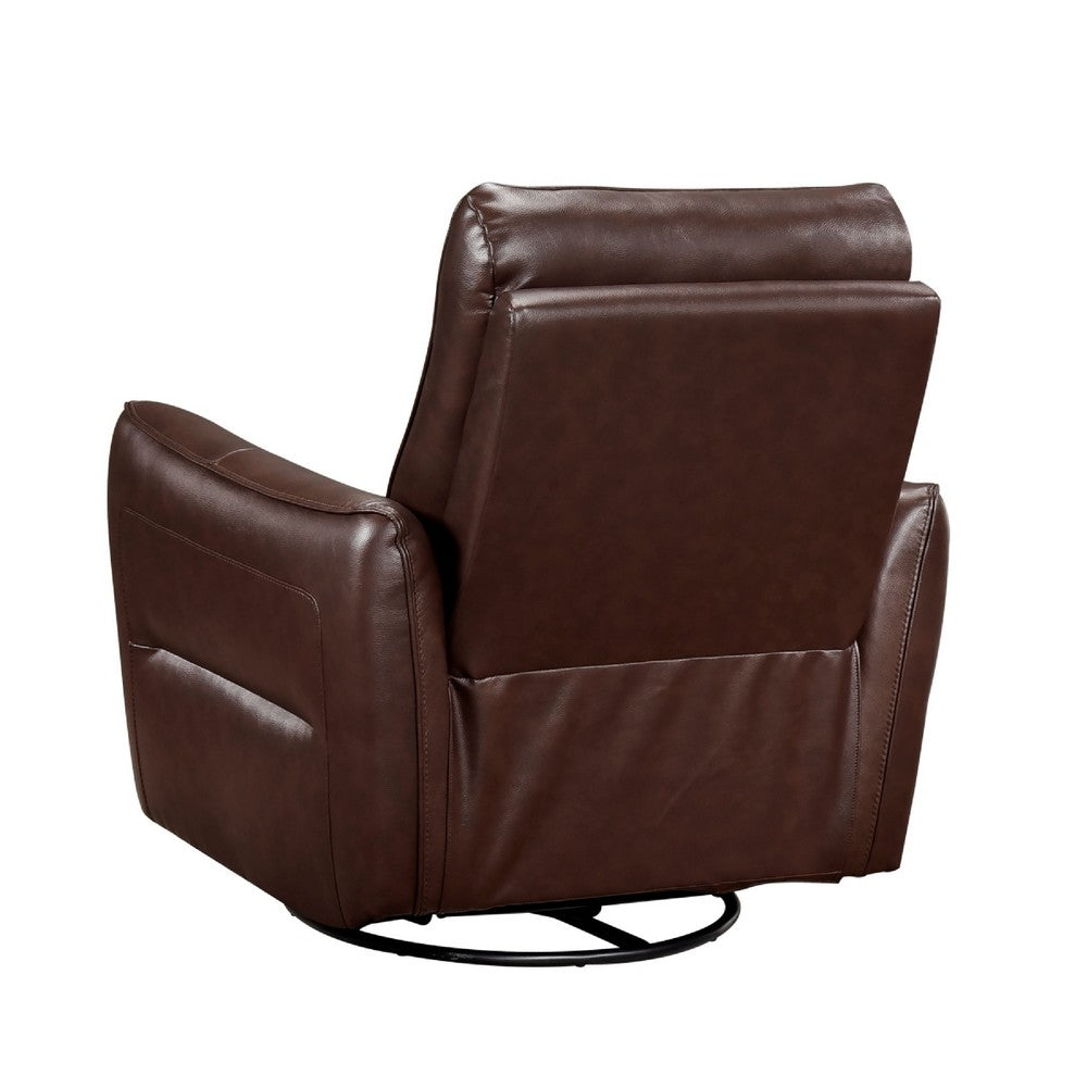 Temy Swivel Glider Manual Reclining Chair | Dark Brown Grain Leather