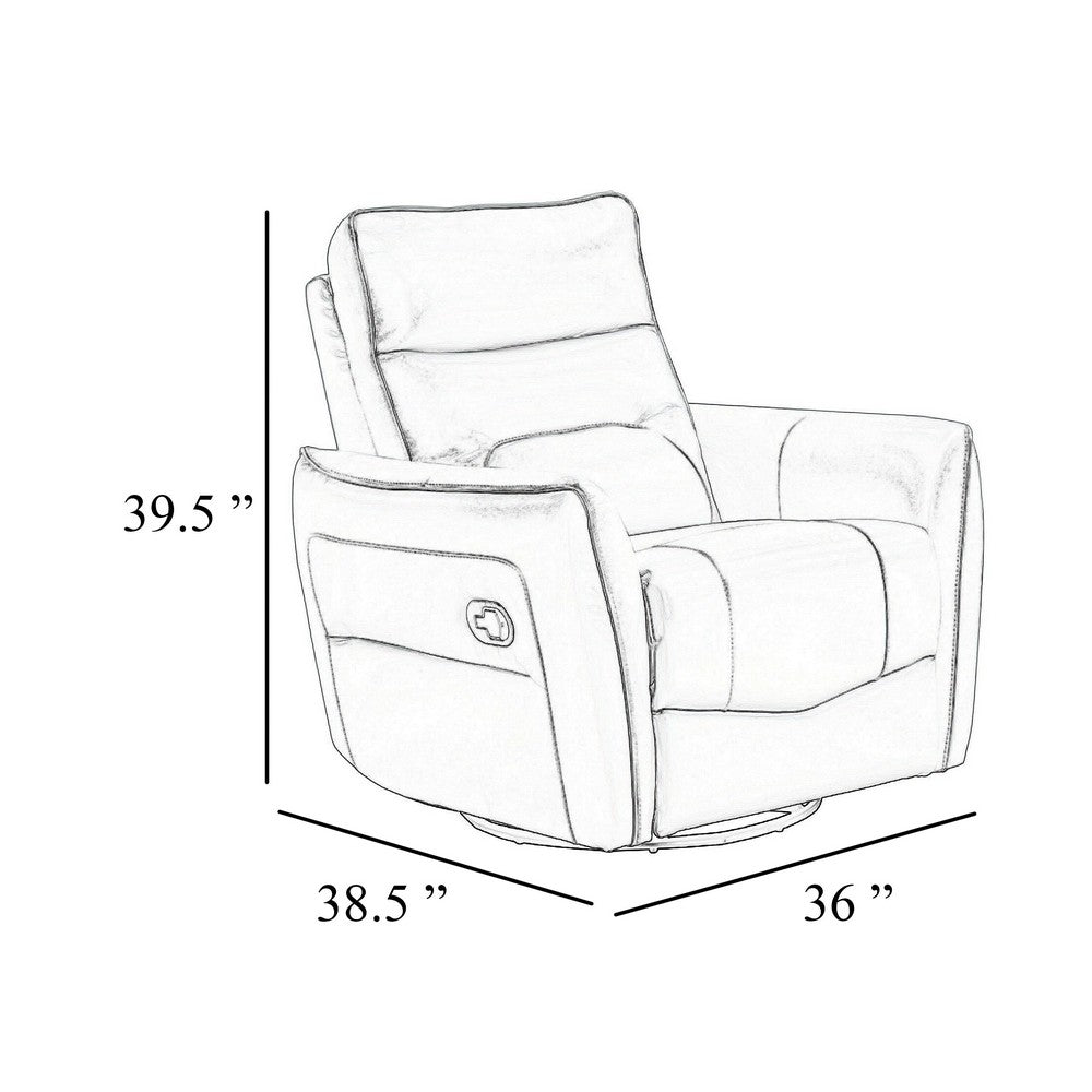 Temy Swivel Glider Manual Reclining Chair | Dark Brown Grain Leather