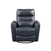 Temy Swivel Glider Manual Reclining Chair | Dark Blue Top Grain Leather