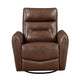 Temy Swivel Glider Manual Reclining Chair | Toffee Brown Grain Leather