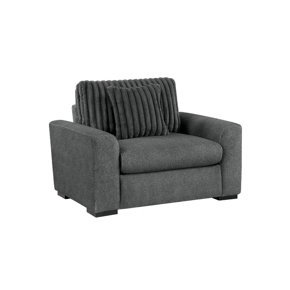Zian Armchair w Pillow | Foam Cushions | Dark Gray Microfiber & Corduroy