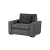 Zian Armchair w Pillow | Foam Cushions | Dark Gray Microfiber & Corduroy