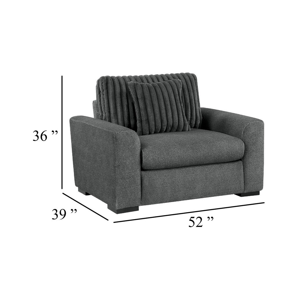 Zian Armchair w Pillow | Foam Cushions | Dark Gray Microfiber & Corduroy