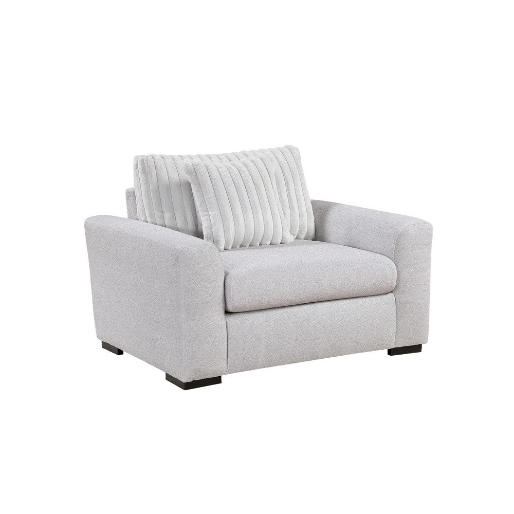 Zian Armchair w Pillow | Foam Cushions | Light Gray Microfiber & Corduroy