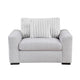 Zian Armchair w Pillow | Foam Cushions | Light Gray Microfiber & Corduroy