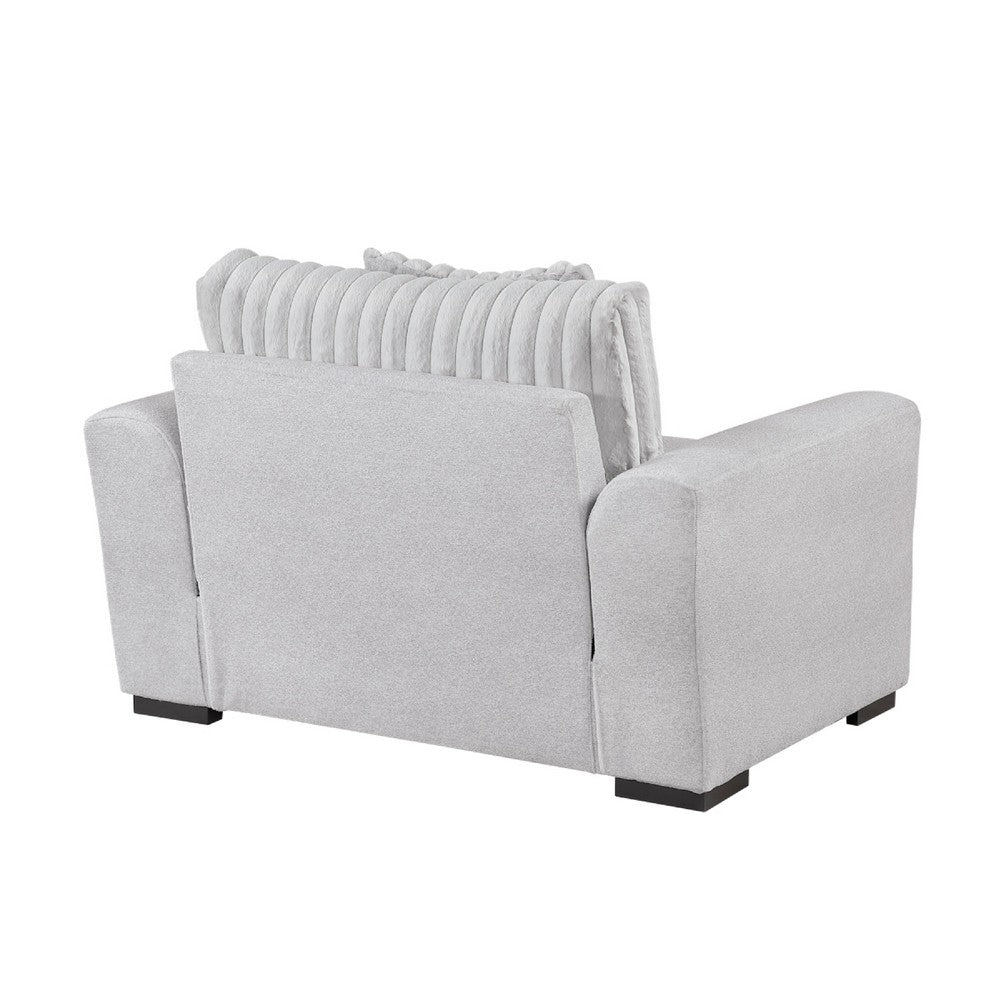 Zian Armchair w Pillow | Foam Cushions | Light Gray Microfiber & Corduroy