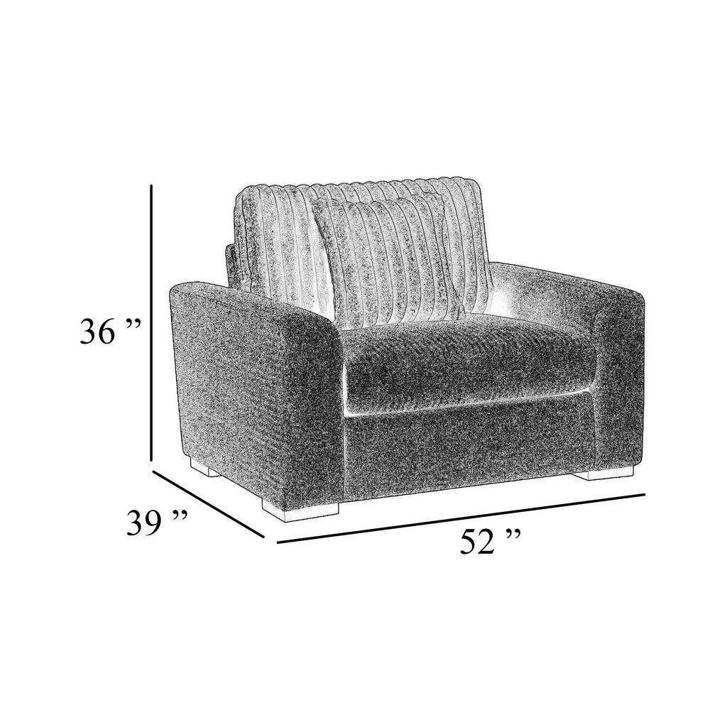 Zian Armchair w Pillow | Foam Cushions | Light Gray Microfiber & Corduroy