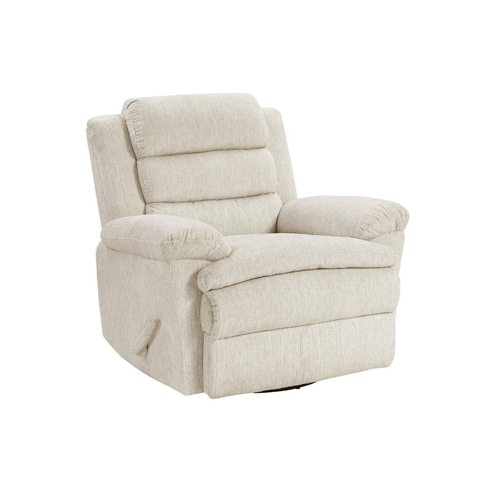 Oxy Swivel Manual Reclining Chair | Foam Pillow Arms | Beige Microfiber