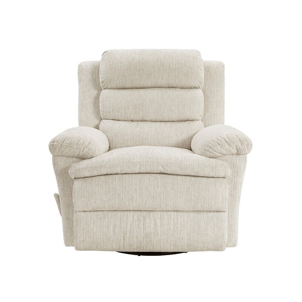Oxy Swivel Manual Reclining Chair | Foam Pillow Arms | Beige Microfiber