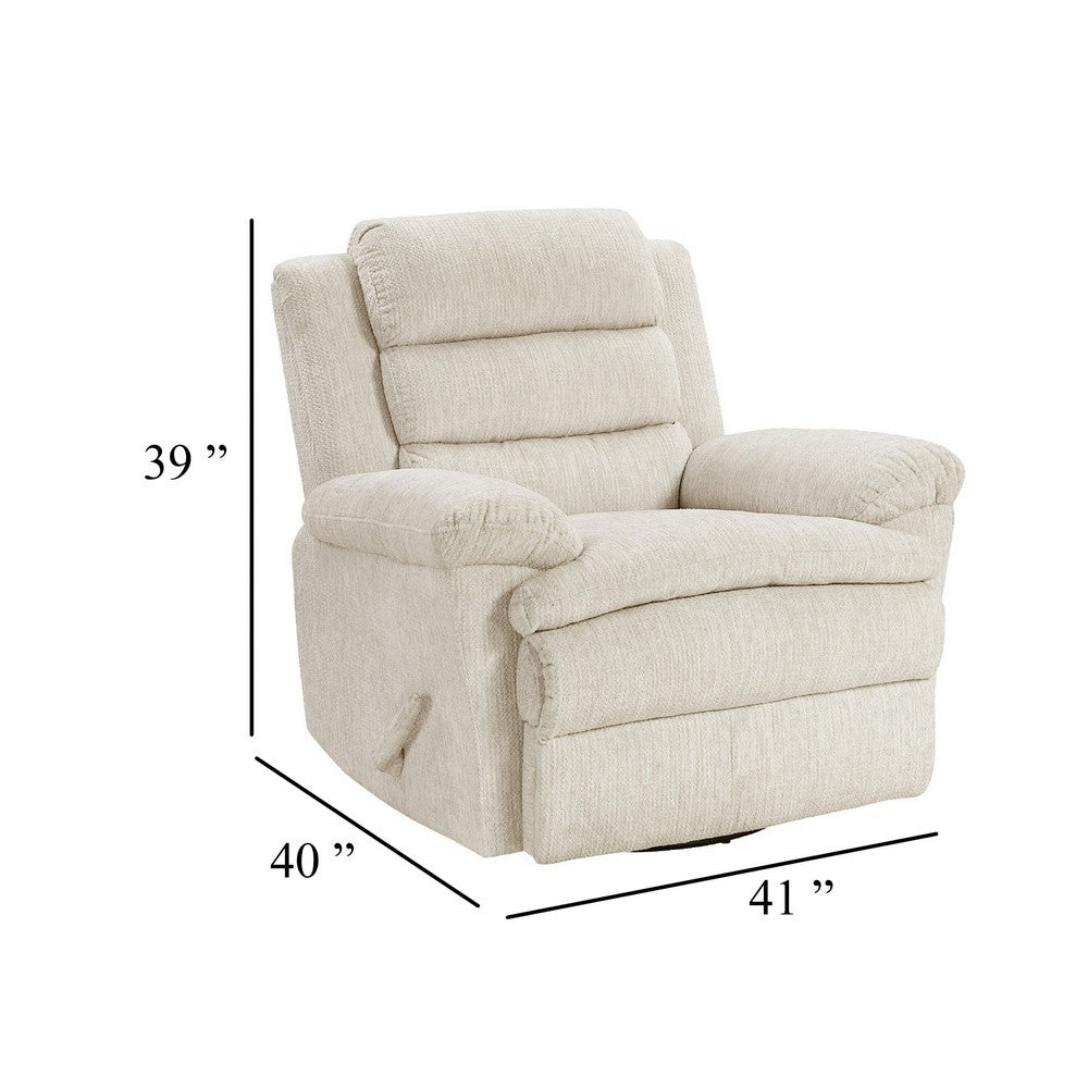 Oxy Swivel Manual Reclining Chair | Foam Pillow Arms | Beige Microfiber