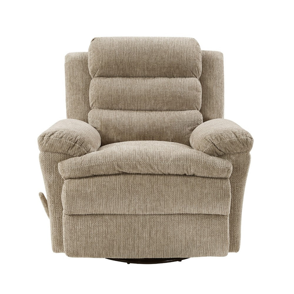 Oxy Swivel Manual Reclining Chair | Foam Pillow Arms | Brown Microfiber