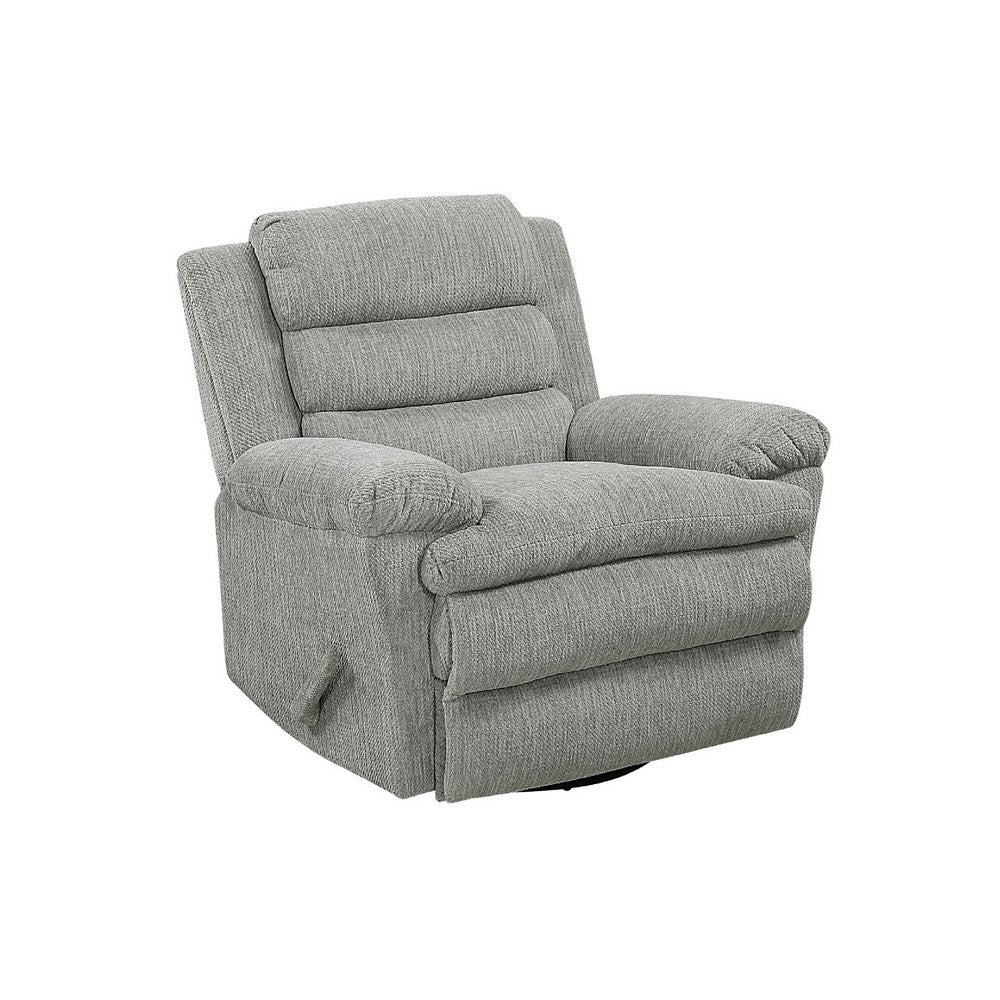 Oxy Swivel Manual Reclining Chair | Foam Pillow Arms | Gray Microfiber