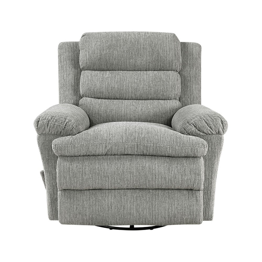 Oxy Swivel Manual Reclining Chair | Foam Pillow Arms | Gray Microfiber