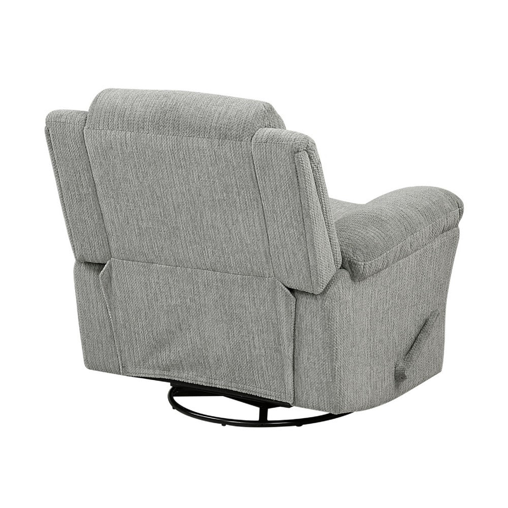 Oxy Swivel Manual Reclining Chair | Foam Pillow Arms | Gray Microfiber