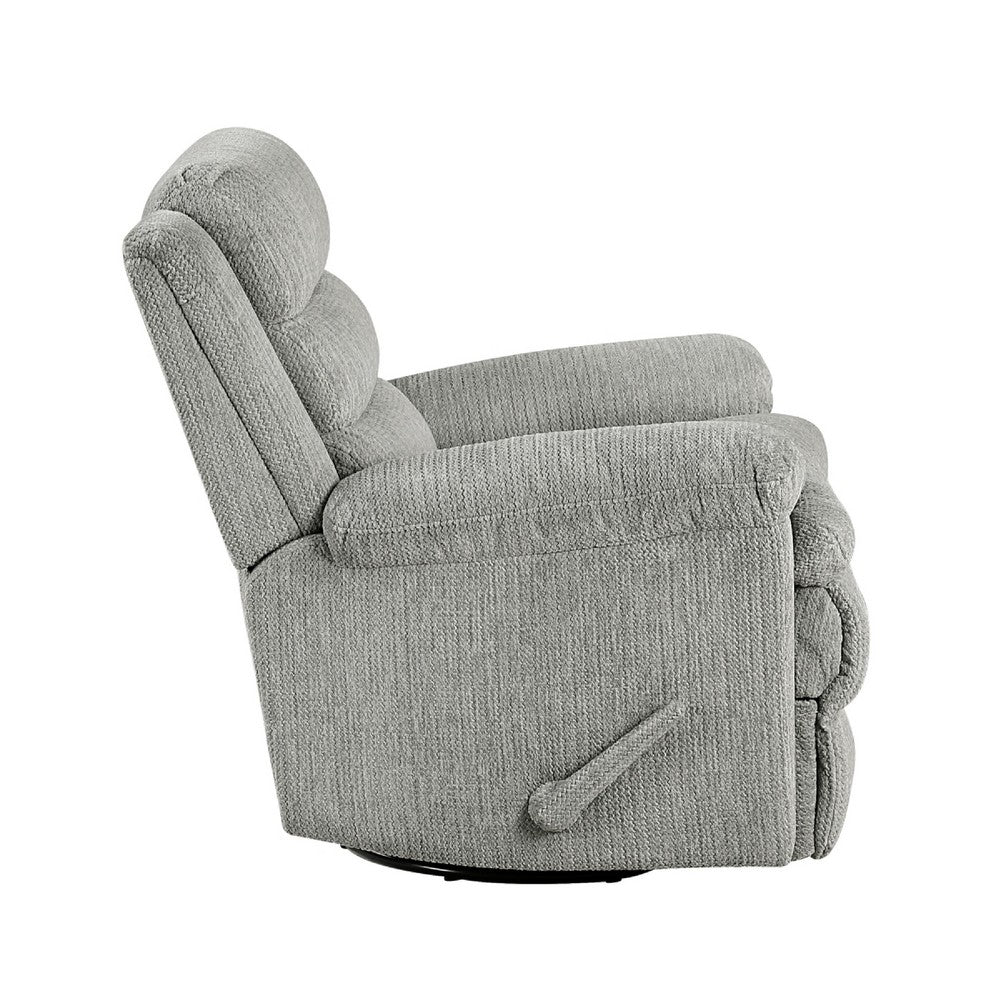 Oxy Swivel Manual Reclining Chair | Foam Pillow Arms | Gray Microfiber