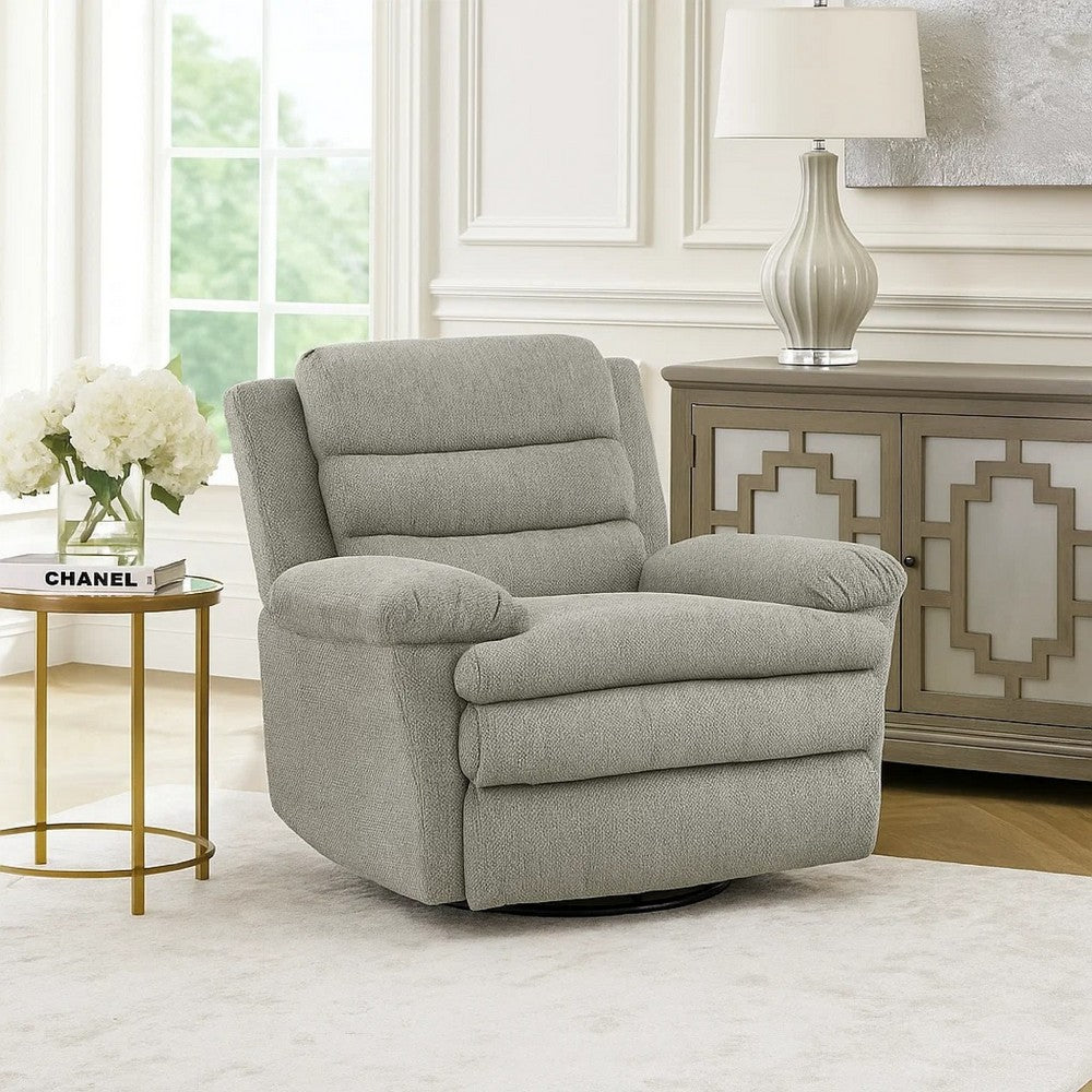 Oxy Swivel Manual Reclining Chair | Foam Pillow Arms | Gray Microfiber