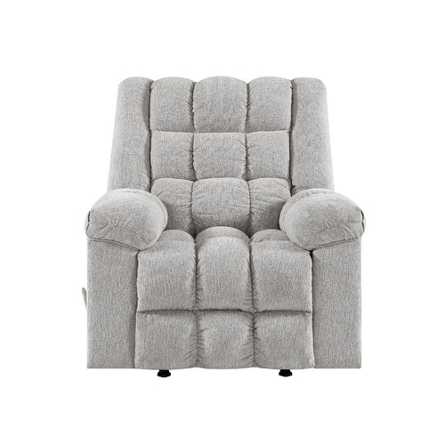 Winy Manual Rocker Reclining Chair | Pillow Grid Tufted Gray Chenille