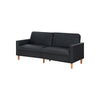 Mala Sleeper Sofa | Foam Padded | Black Faux Leather | Walnut Brown Legs