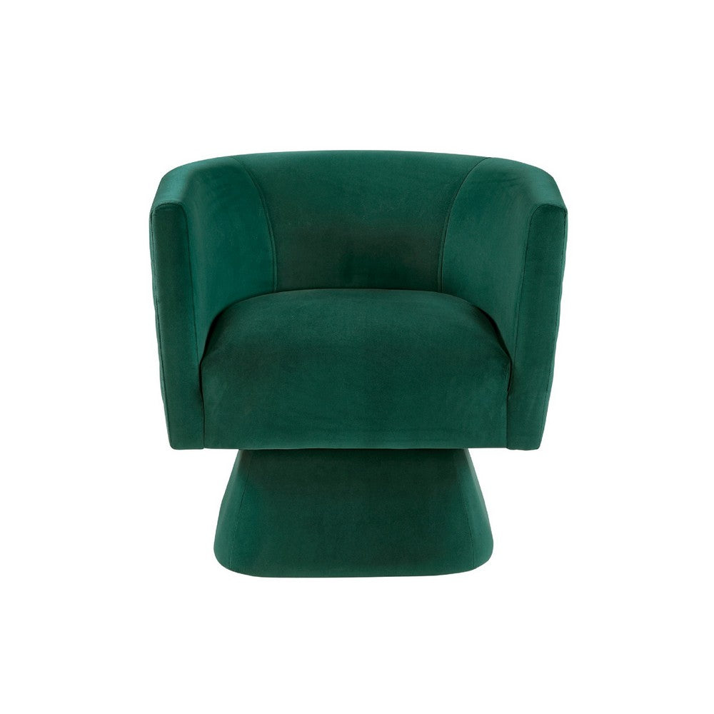 Cabe Swivel Accent Armchair | Diamond Stitch Back | Emerald Green Velvet