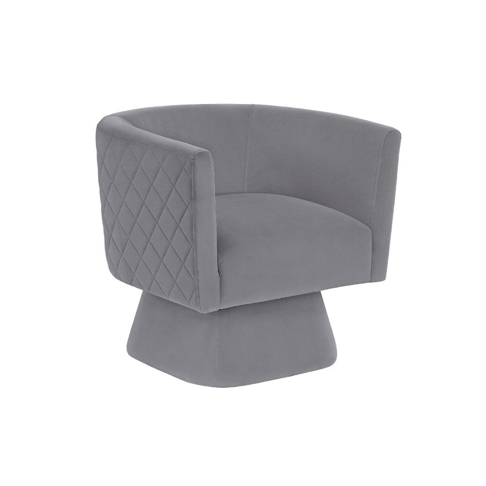 Cabe Swivel Accent Armchair | Diamond Stitch Back | Modern Gray Velvet