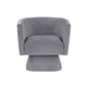 Cabe Swivel Accent Armchair | Diamond Stitch Back | Modern Gray Velvet