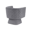 Cabe Swivel Accent Armchair | Diamond Stitch Back | Modern Gray Velvet