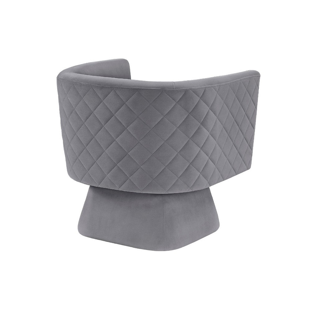 Cabe Swivel Accent Armchair | Diamond Stitch Back | Modern Gray Velvet