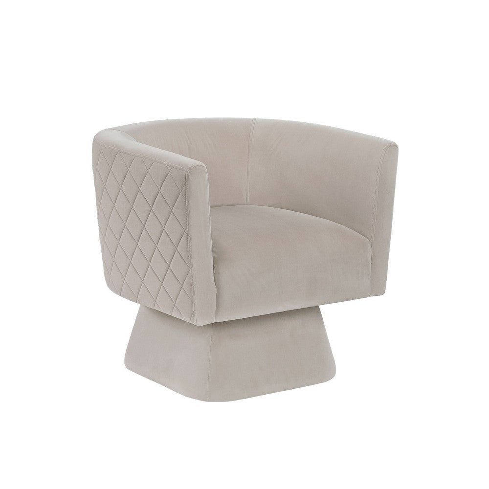Cabe Swivel Accent Armchair | Diamond Stitch Back | Taupe Brown Velvet