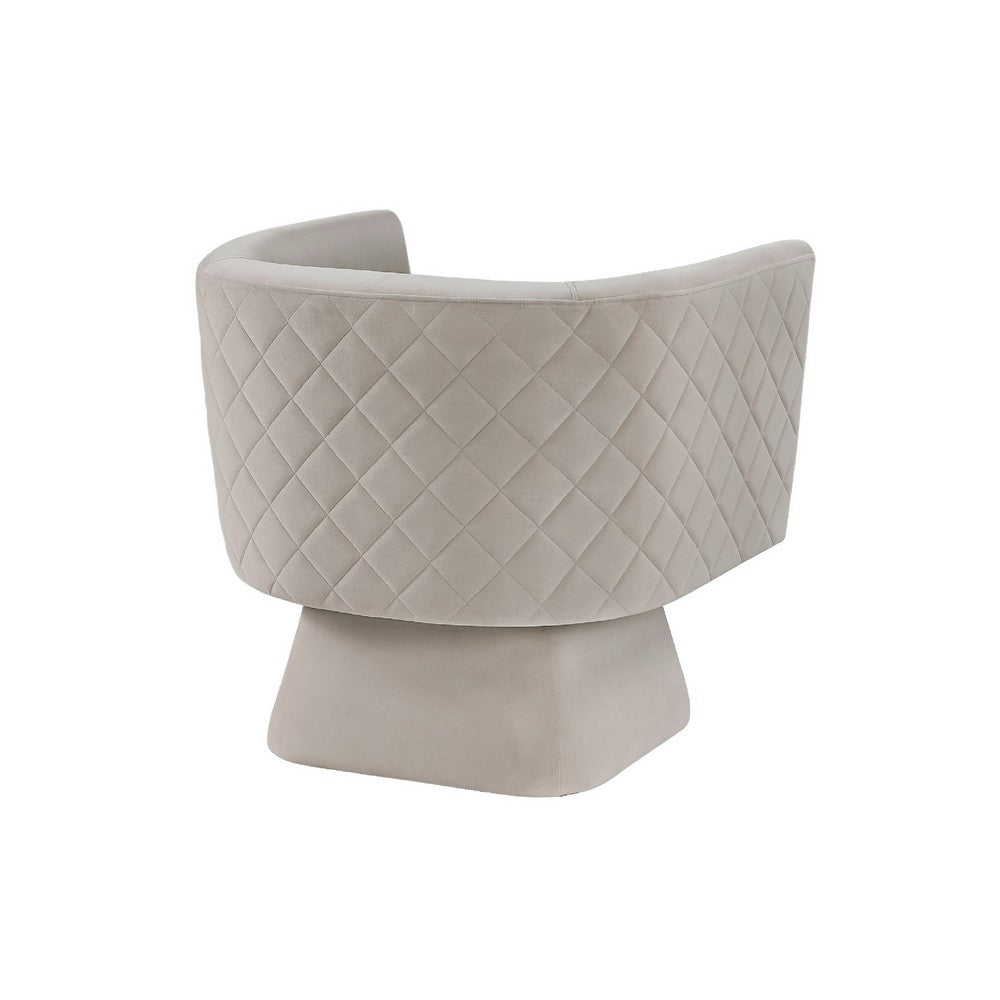 Cabe Swivel Accent Armchair | Diamond Stitch Back | Taupe Brown Velvet