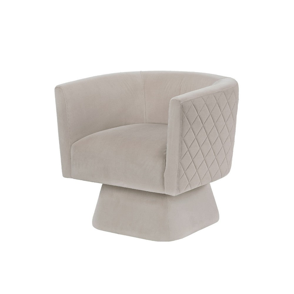 Cabe Swivel Accent Armchair | Diamond Stitch Back | Taupe Brown Velvet