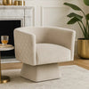 Cabe Swivel Accent Armchair | Diamond Stitch Back | Taupe Brown Velvet