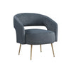 Noel Accent Chair | Curved Open Back | Dark Gray Velvet | Gold Metal Legs